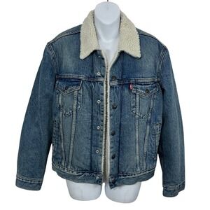 Levi's Type Iii Sherpa Trucker Jacket‎ Med Wash Men's Size XS